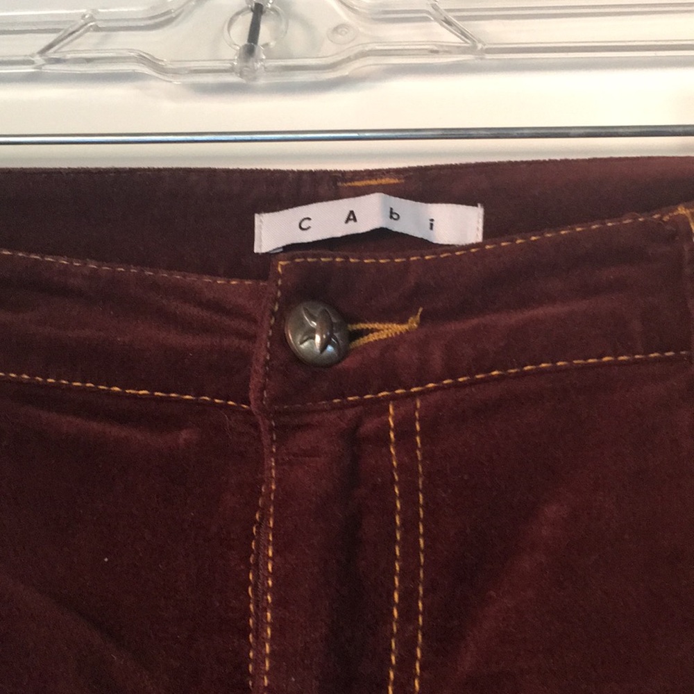 CAbi size 8 velour pants burgundy